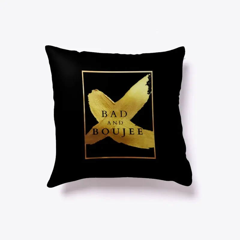 Bad and boujee pillow, black gold