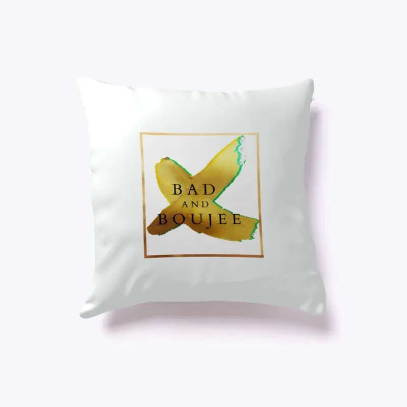 Bad and boujee pillow, white gold